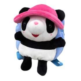 Pink Hat Panda Kids Shoulder Bag Plush Backpack Blue Snacks Travel Backpack Small School Bag