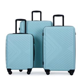 3 Piece Luggage Sets ABS Lightweight Suitcase with Two Hooks; Spinner Wheels; TSA Lock; (20/24/28) Green