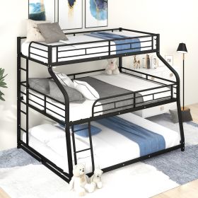 Bunk Bed with Long and Short Ladder and Full-Length Guardrails