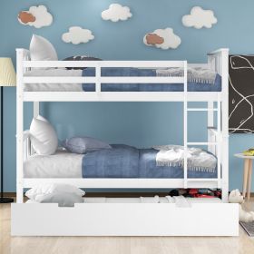 Full over Full Bunk Bed with Twin Size Trundle and Ladder