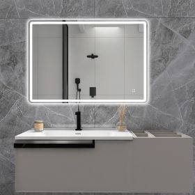 40 x 28 in. Large Rectangular Frameless Wall-Mount Anti-Fog Bluetooth LED Light Bathroom Vanity Mirror