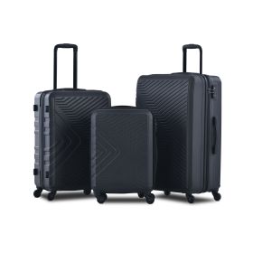 3 Piece Luggage Sets ABS Lightweight Suitcase with Two Hooks;  Spinner Wheels;  TSA Lock;  (20/24/28)