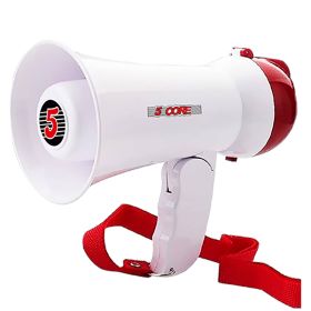 Megaphone Handheld Mini Bullhorn Cheer Loudspeaker Bull Horn Speaker Small Megaphono Siren Sling Strap Portable 5Core HW 1 BTRY