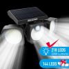 Solar Flood Light Outdoor 218 LED 2000LM; 6500K - 270Â°Adjustable 3 Heads Solar Light; Motion Sensor 26ft; Waterproof IP65 Solar Powered