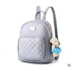 Women Pu Leather Backpack Purse Ladies Casual Shoulder Bag School Bag (Color: Gray, size: M)