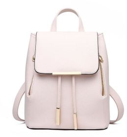 Fashion Shoulder Bag Rucksack PU Leather Women Girls Ladies Backpack Travel bag (Color: Light, size: M)