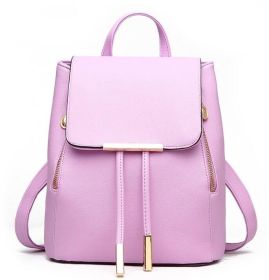 Fashion Shoulder Bag Rucksack PU Leather Women Girls Ladies Backpack Travel bag (Color: Purple, size: M)