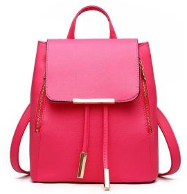 Fashion Shoulder Bag Rucksack PU Leather Women Girls Ladies Backpack Travel bag (Color: Red, size: M)