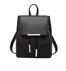 Shoulder Bag Rucksack PU Leather Backpack Travel (Color: Black, size: M)