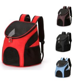 Portable Foldable Mesh Pet Carrier Dog Backpack Breathable Bag Dog Cat Large Capacity Outdoor Travel Carrier Double Shoulder Bag (Color: Red, size: 30Cmx24Cmx33Cm)