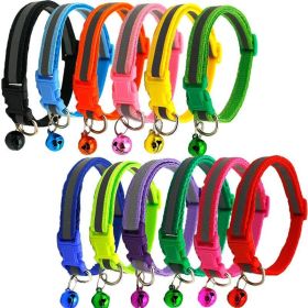 Small Pet Color Buckle Reflective Collars 1.0 Patch Bells Dog Collar Safety Adjustable For Cats Puppy Night Outdoor Supplies (Metal Color: Sapphire, size: 19X32Cm)