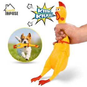 Hot Sell Screaming Chicken Pets Dog Toys Squeeze Squeaky Sound Funny Toy Safety Rubber For Dogs Molar Chew Toys (Metal Color: Yellow, size: M 28.5Cm)