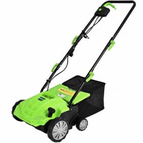 Backyard 2-In-1 Electric Lawn Scarifier And Power Grass Dethatcher W/ 40L Bag (Type: Grass Dethatcher, Color: Green)