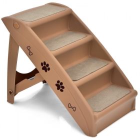 4 Step Anti-Slip Collapsible Plastic Pet Stairs Ladder For Small Dog and Cats (Type: Pet, Color: Coffee)