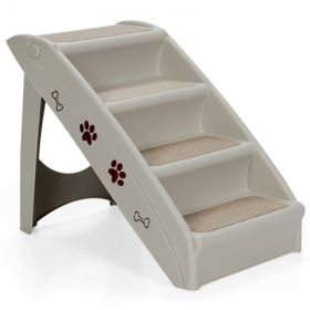 4 Step Anti-Slip Collapsible Plastic Pet Stairs Ladder For Small Dog and Cats (Type: Pet, Color: Gray)